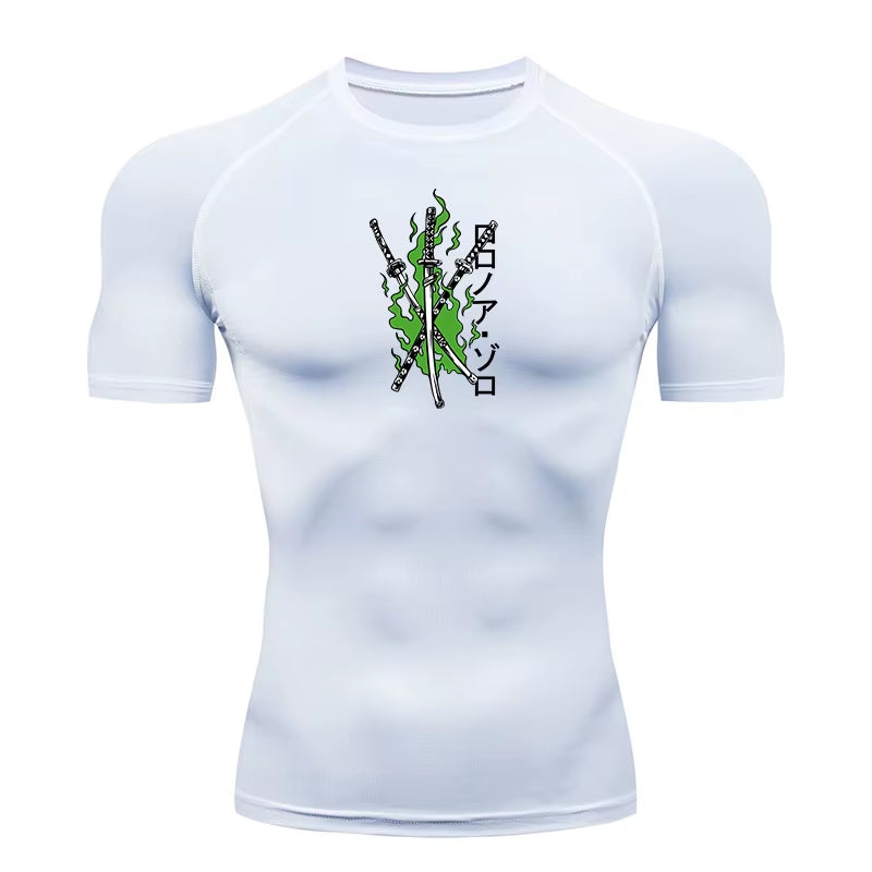 Graphic Compression Shirts for Men Athletic Quick Dry Stretch Tshirts Tops Gym Workout Running Baselayers Undershirts Rash Guard