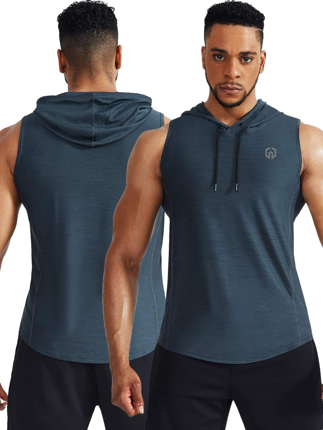 Men'S 3 Pack Running Tank Tops Muscle Workout Athletic Shirts with Hoods,5067,Black (Grey)/Slate Gray/Red,Us XL,EU 2XL