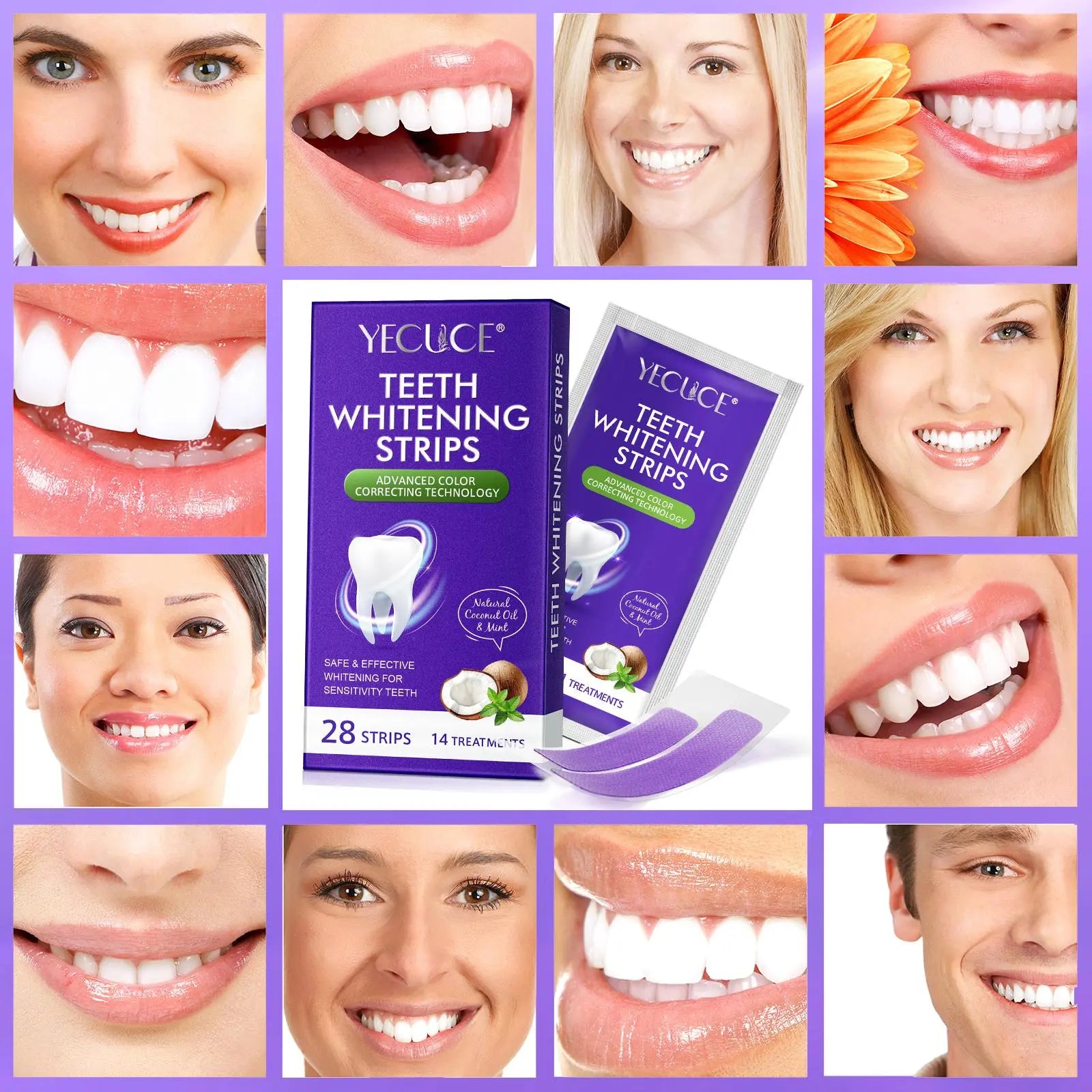 Teeth Brightening Strips, 28Pcs/Box Advanced 9D Brightening Technology Teeth Strips, Suitable for Adults, Oral Care Products for Daily Use, Teeth Cleaner, Teeth Brightener, Dental Kit, Teeth Cleaning Teeth Kit, Teeth Stain Cleaner