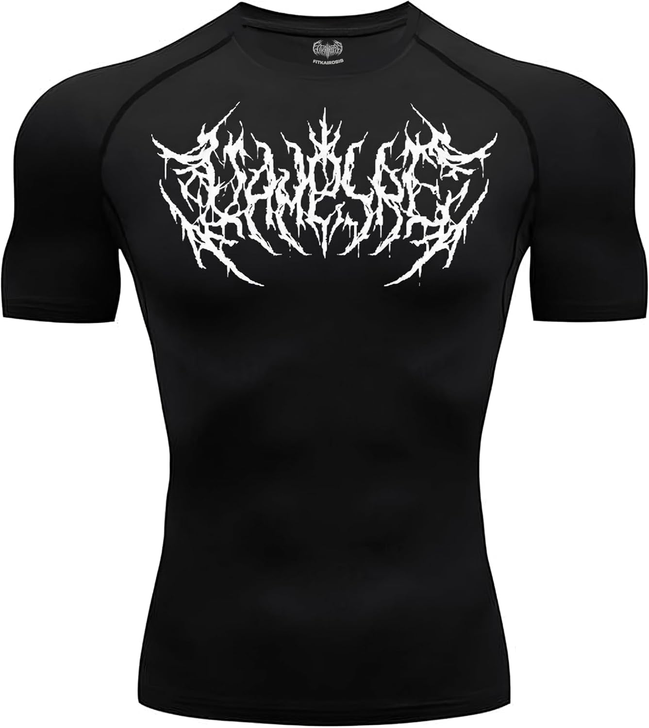 Diaphthora Men'S Compression Shirt - Metal Design - Gym Workout Performance Wear - Black