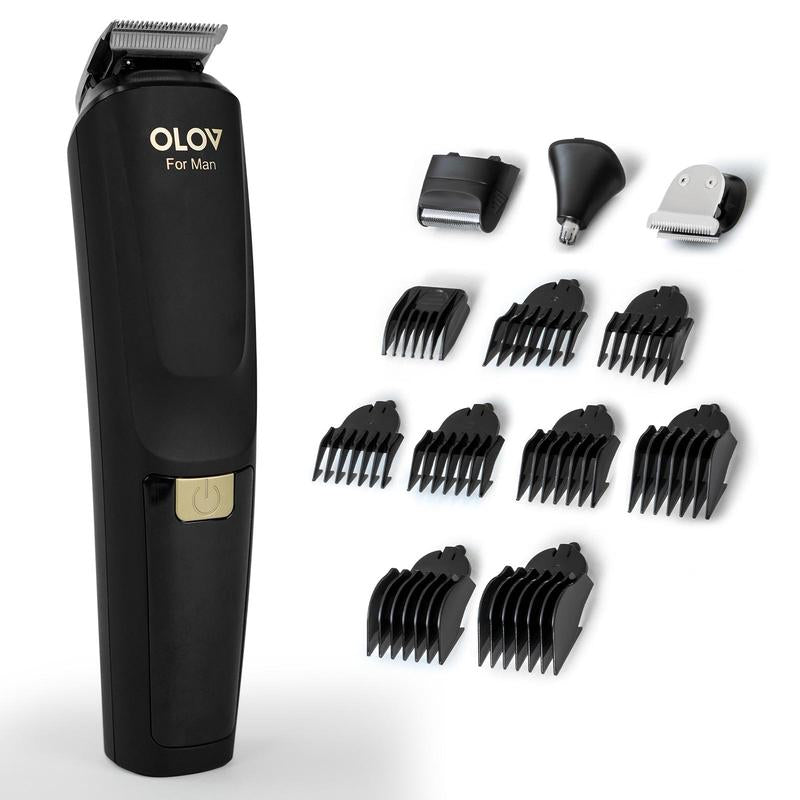 OLOV Beard/Hair Shaver for Men - All-In-One Mens Grooming Kit with Trimmer for Beard, Nose, Face, Cordless Hair Clippers Electric Razor, Black Comfort