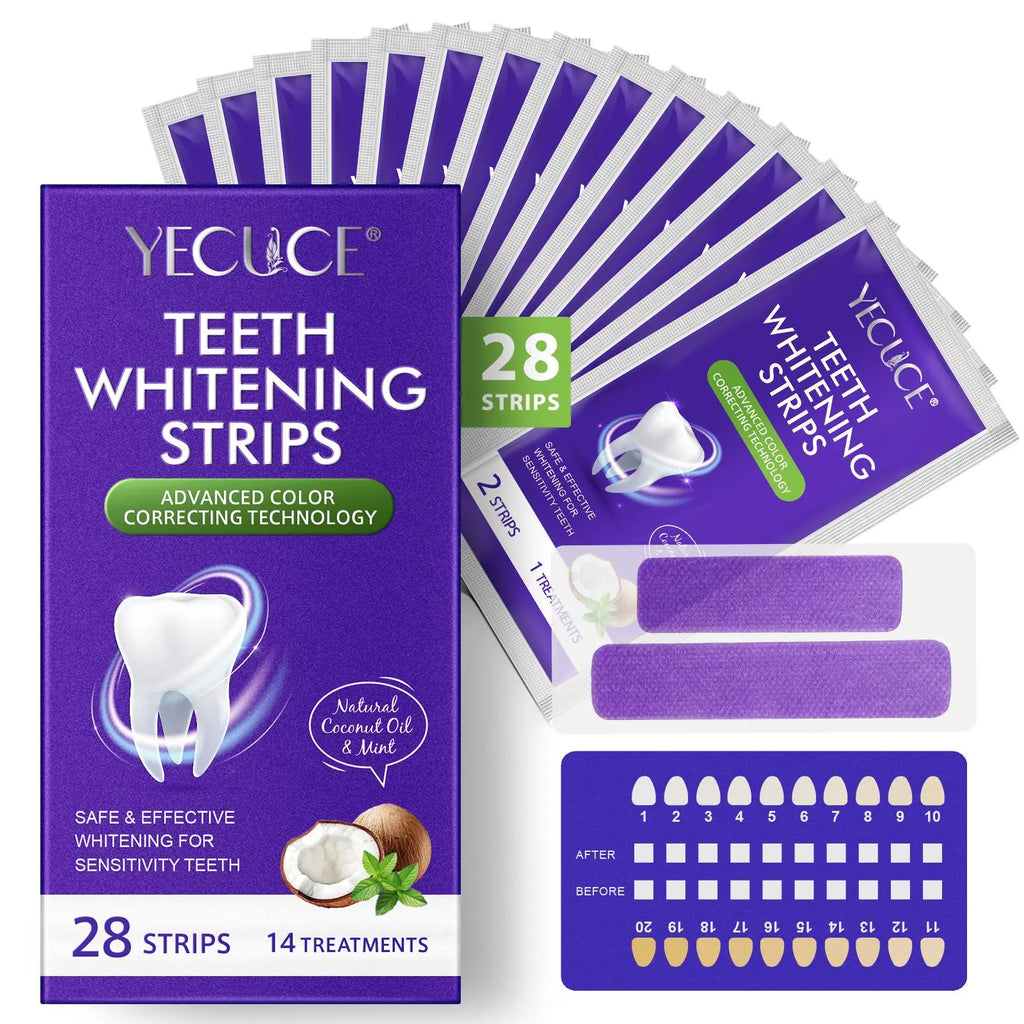 Teeth Brightening Strips, 28Pcs/Box Advanced 9D Brightening Technology Teeth Strips, Suitable for Adults, Oral Care Products for Daily Use, Teeth Cleaner, Teeth Brightener, Dental Kit, Teeth Cleaning Teeth Kit, Teeth Stain Cleaner