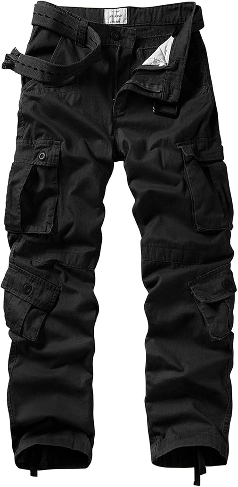 Men'S Casual Relaxed Fit Cargo Pants with Pockets, Outdoor Camo Cotton Work Pants for Men(No Belt)