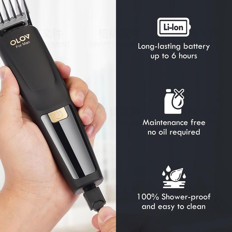 OLOV Beard/Hair Shaver for Men - All-In-One Mens Grooming Kit with Trimmer for Beard, Nose, Face, Cordless Hair Clippers Electric Razor, Black Comfort
