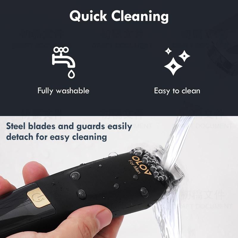 OLOV Beard/Hair Shaver for Men - All-In-One Mens Grooming Kit with Trimmer for Beard, Nose, Face, Cordless Hair Clippers Electric Razor, Black Comfort