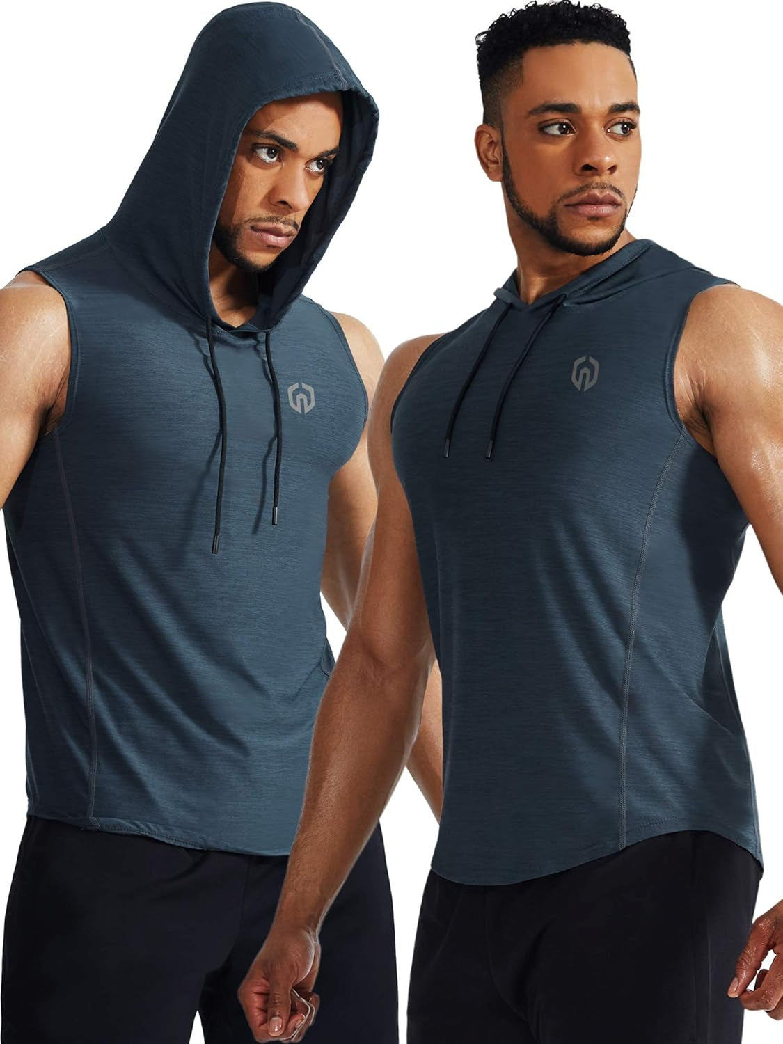 Men'S 3 Pack Running Tank Tops Muscle Workout Athletic Shirts with Hoods,5067,Black (Grey)/Slate Gray/Red,Us XL,EU 2XL