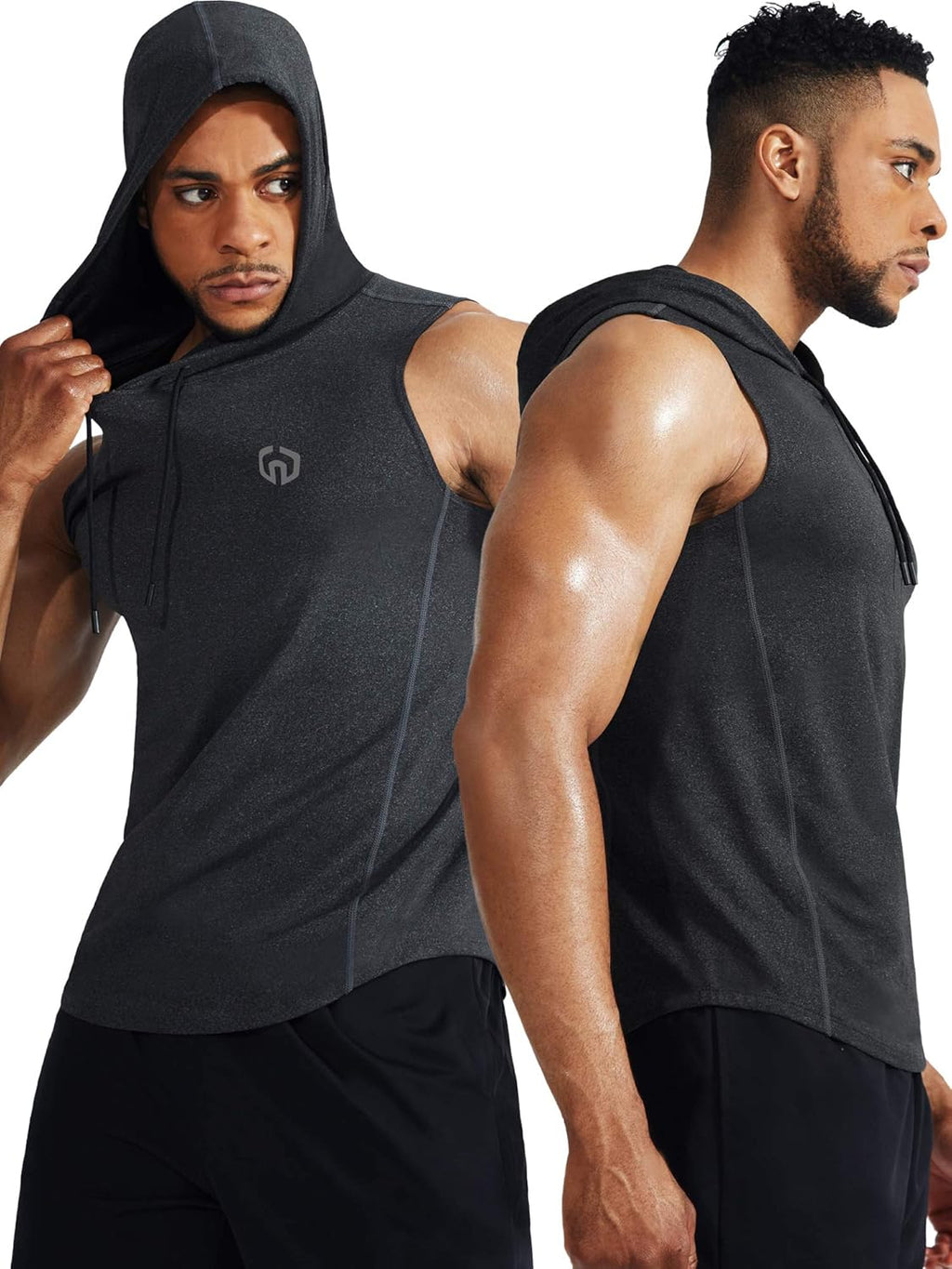Men'S 3 Pack Running Tank Tops Muscle Workout Athletic Shirts with Hoods,5067,Black (Grey)/Slate Gray/Red,Us XL,EU 2XL