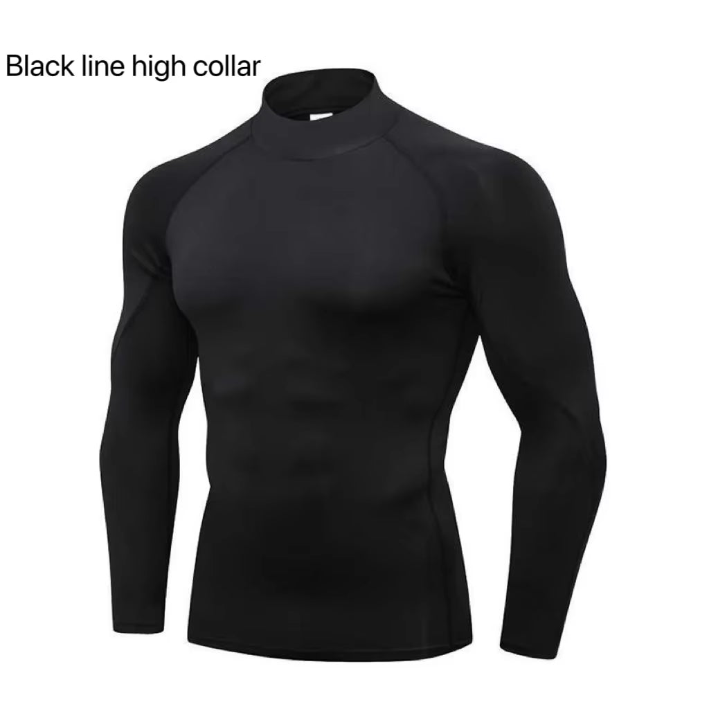 Men'S Quick Dry Running T-Shirt Workout Compression Shirt Turtleneck Long Sleeve Rash Guard Gym Base Layer Athletic Undershirt