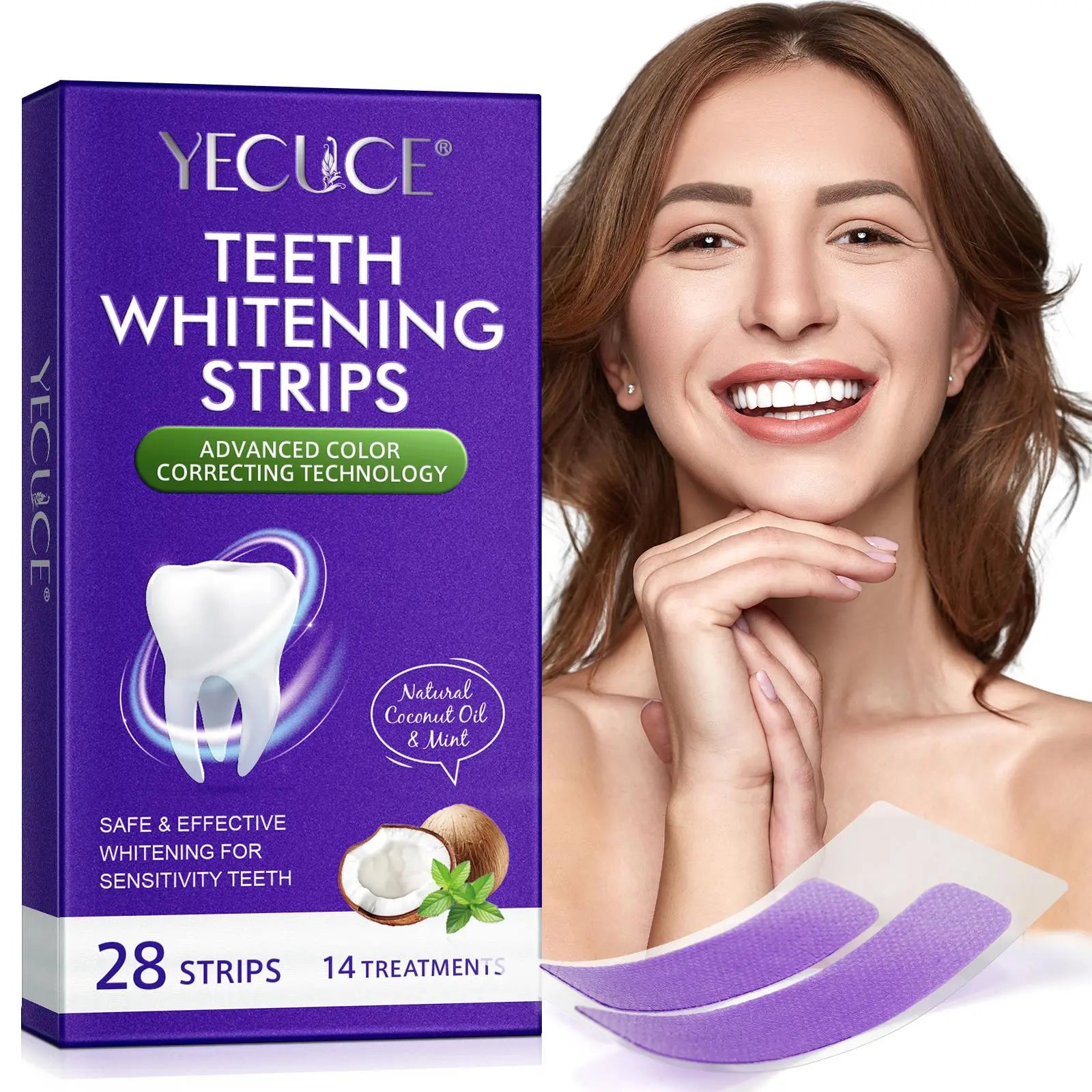 Teeth Brightening Strips, 28Pcs/Box Advanced 9D Brightening Technology Teeth Strips, Suitable for Adults, Oral Care Products for Daily Use, Teeth Cleaner, Teeth Brightener, Dental Kit, Teeth Cleaning Teeth Kit, Teeth Stain Cleaner